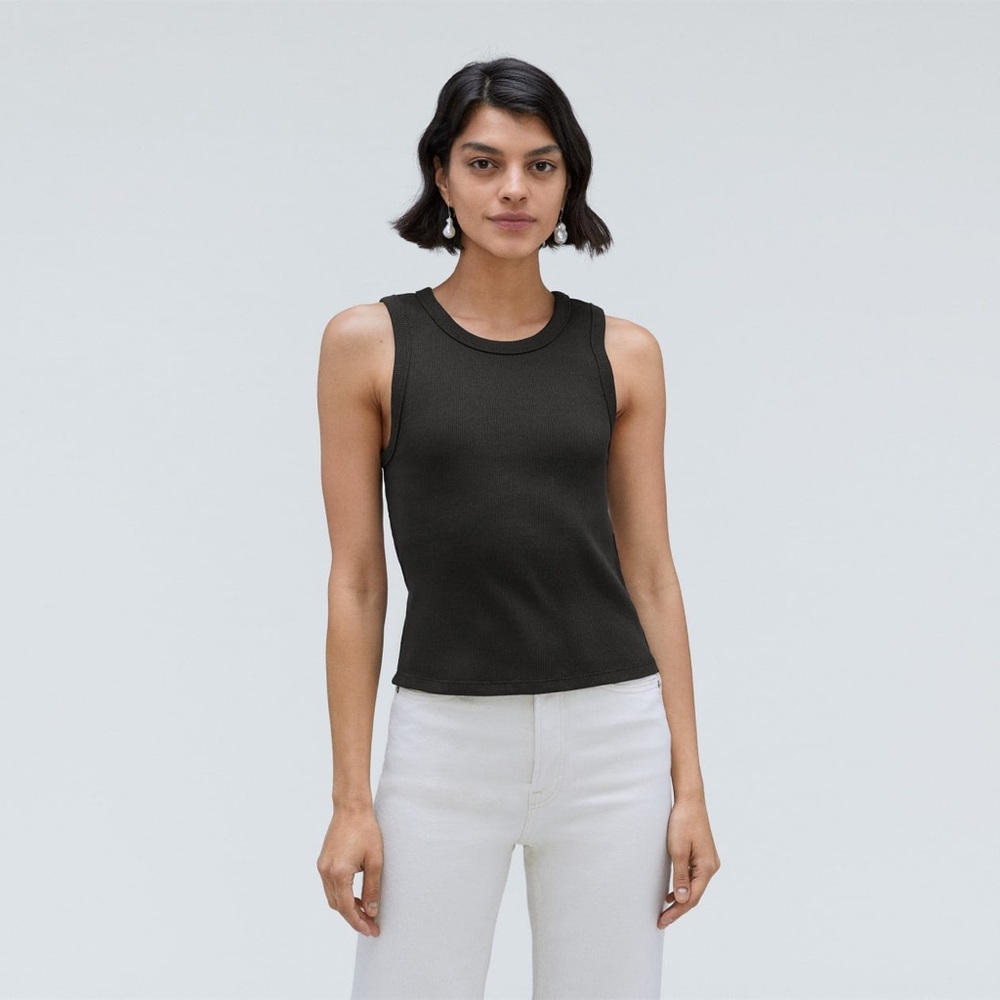 Everlane ribbed cutaway tank in black